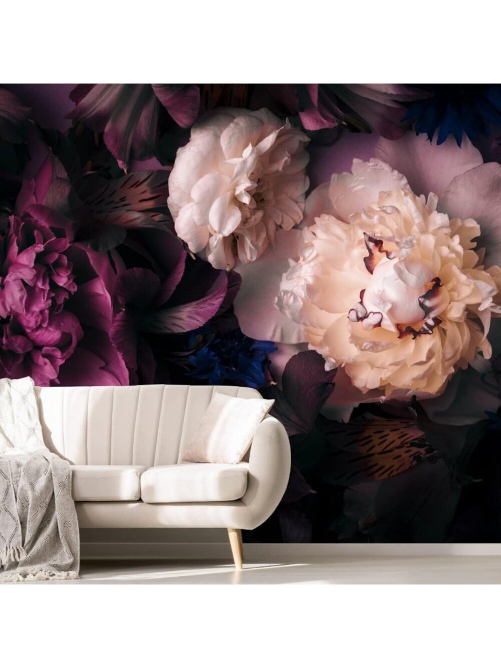 Dark Floral Peony Wallpaper Mural for Girls' Bedroom - Elegant Wall Decor